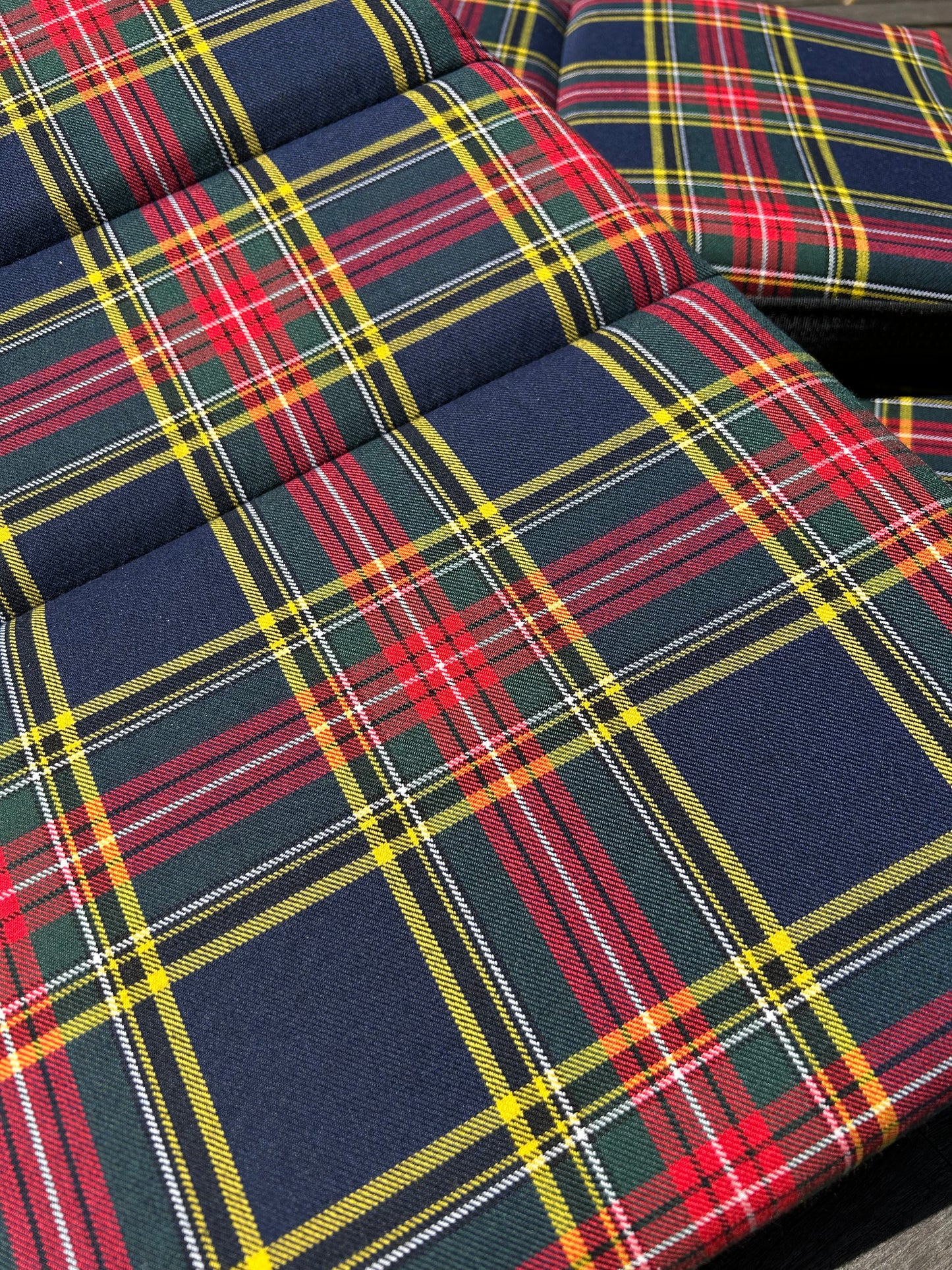 Complete set of fixed 918 Porsche seat inserts and foams - MacBeth Modern Tartan