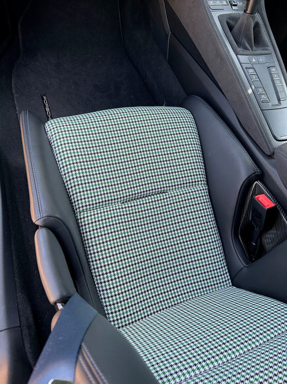 Seat insert cover set for fixed Porsche 918 carbon bucket seats - Red infused Houndstooth