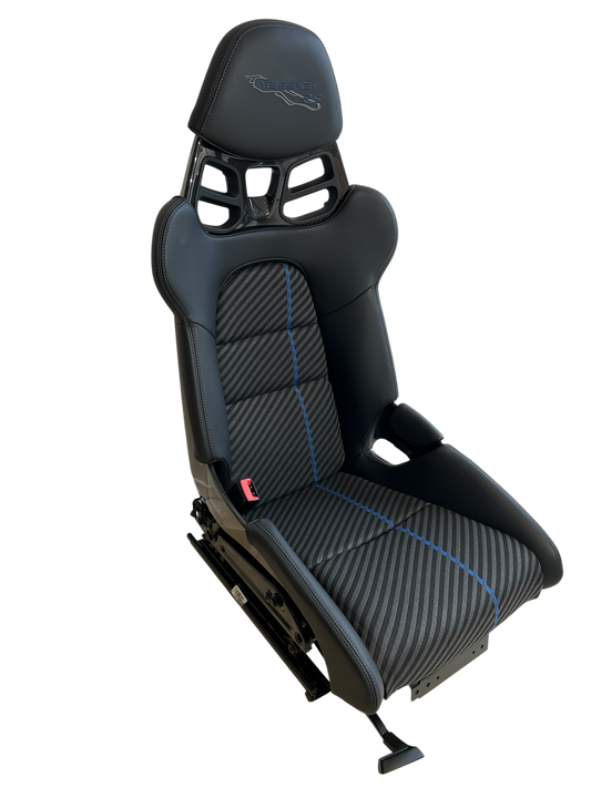 Seat insert cover set for fixed Porsche 918 carbon bucket seats - Blue striped carbon