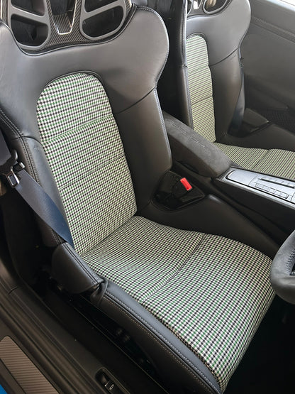 Seat insert cover set for fixed Porsche 918 carbon bucket seats - Red infused Houndstooth