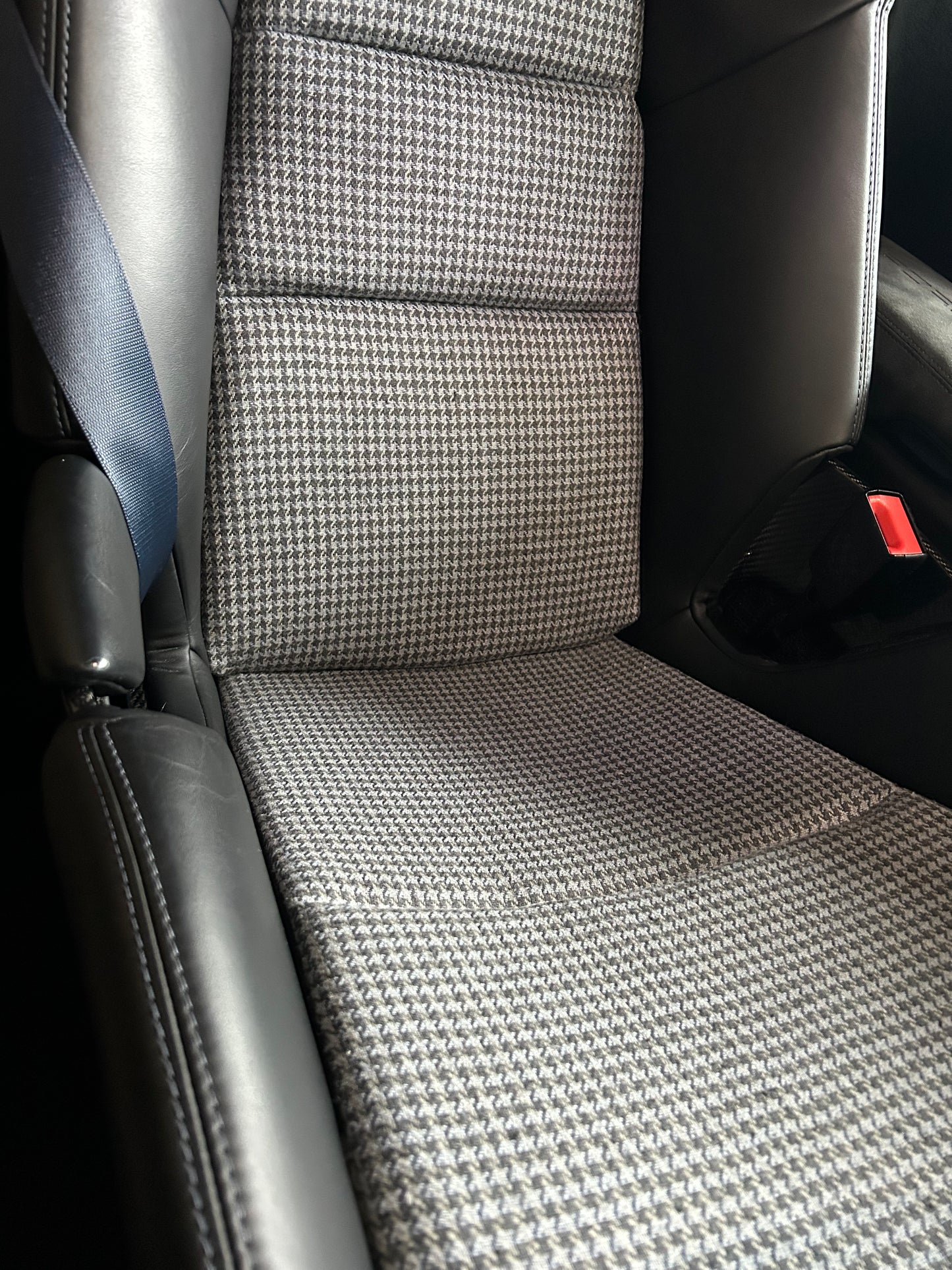 Seat insert cover set for Porsche fixed bucket seat (918 style) - Houndstooth - grey/black/blue