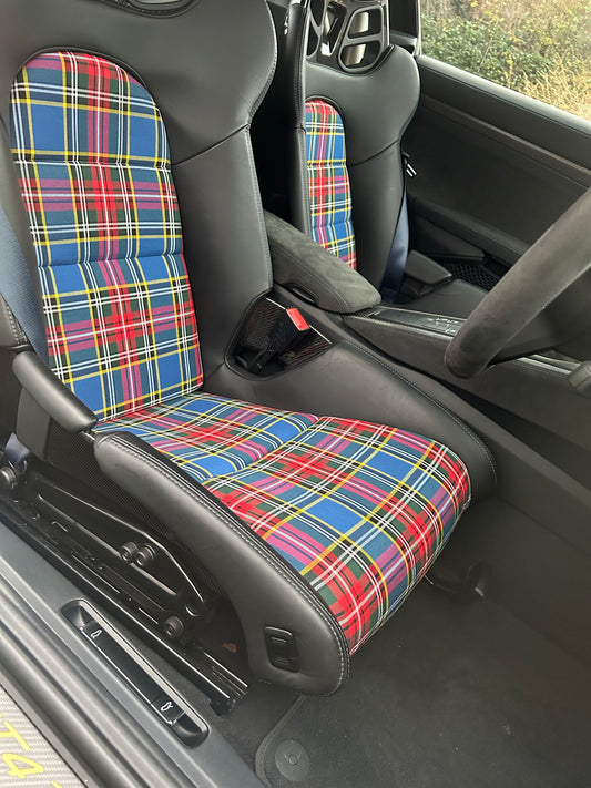 Porsche 918 (fixed) bucket seat insert cover set - MacBeth Modern tartan