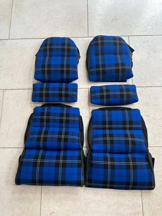 Porsche 918 (fixed) bucket seat insert cover set - Blue Ramsay Tartan