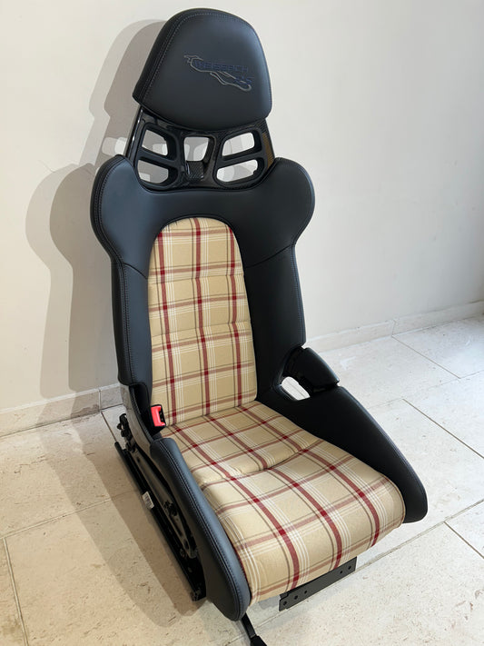 Porsche 918 (fixed) seat insert cover set - Cream/Red Tartan