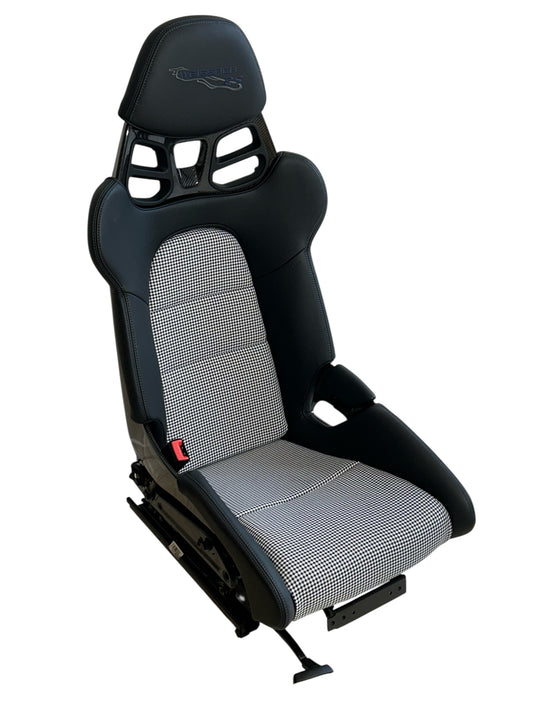 Seat insert cover set for fixed Porsche 918 carbon bucket seats - Black/white Houndstooth